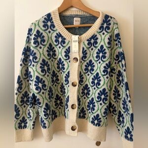 NWT Anthropologie Maeve Floral Pop Intarsia Vintage style Crew Cardigan 1X